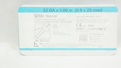 BD 383532 Nexiva Closed IV Cath. System Dual Port 22Ga x 1.00 inch